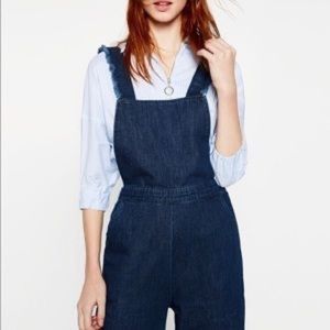 Zara Denim Overalls (cropped with frayed edges)